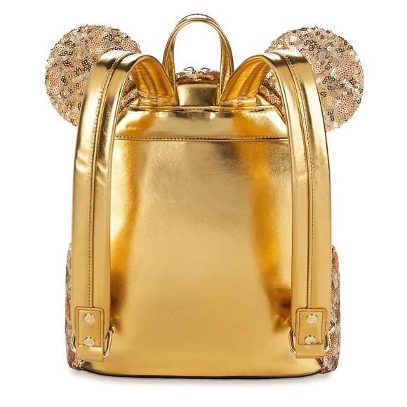 Disney Parks Exclusive Loungefly Mini Backpack - Minnie Gold Sequin - Picture 2 of 5